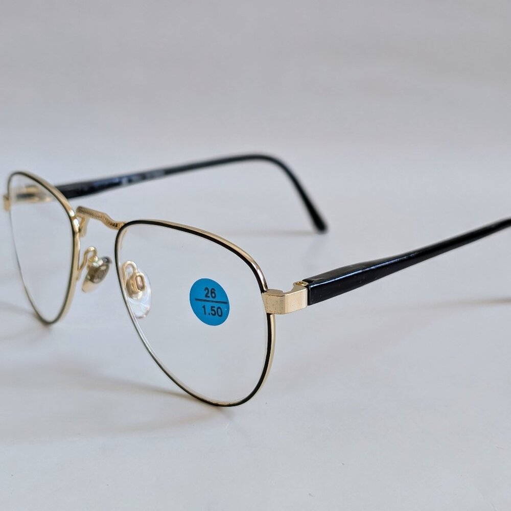 NWT Tru Vintage 90's Large Oval Combo Reading Glasses (Gold/Black) - Picture 3 of 5